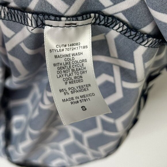 Superfoxx Faux Wrap Jersey Dress Womens Size Small Navy Geometric - Picture 7 of 9